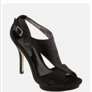 Glint Gillian Black Sequin and Satin Heels Size 6